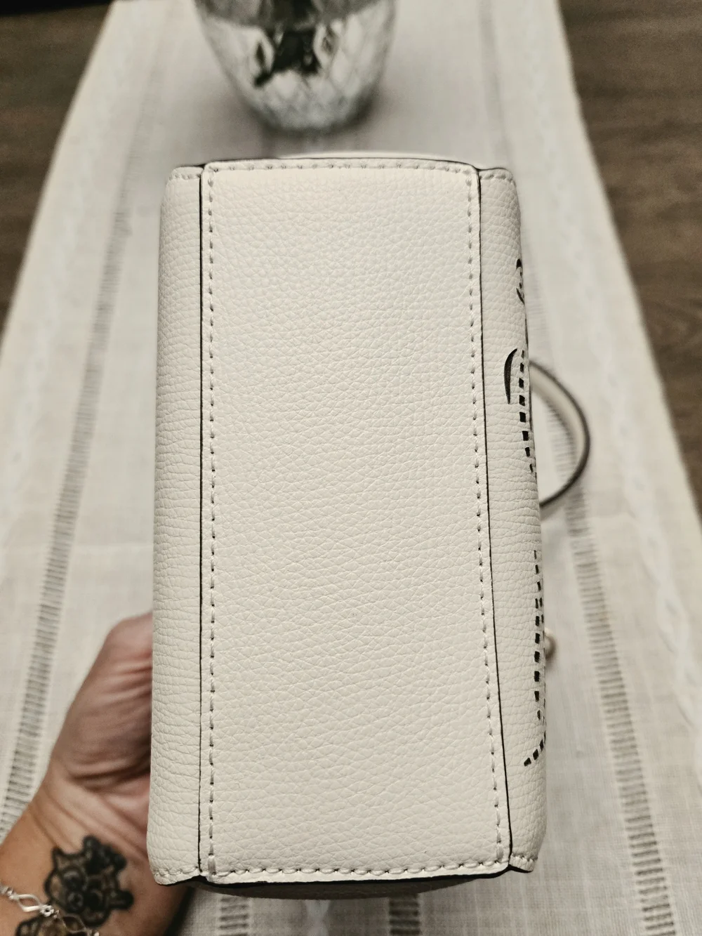 ✨ Kate Spade Phoebe Perforated Mini Top Handle Bag in Meringue/White.